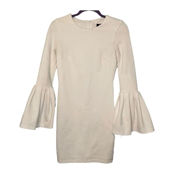 Lulu's Gimme Some Flair White Flounce Sleeve Bodycon Dress Ivory Heavyweight Kni - Picture 5 of 9